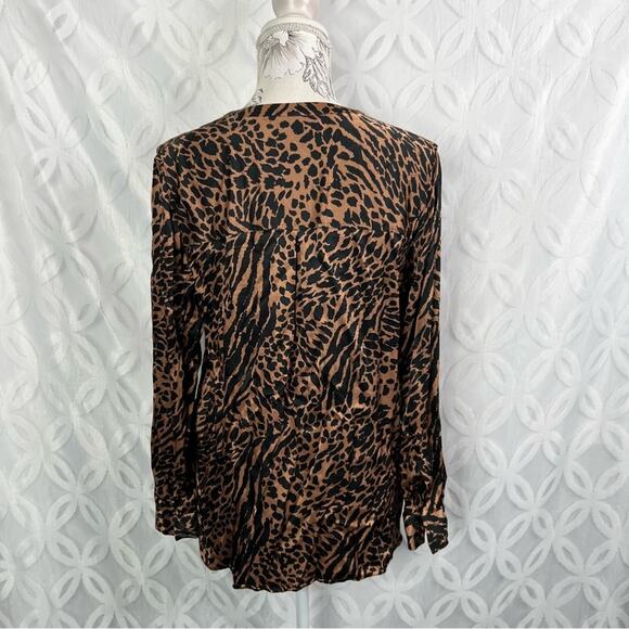 Rails Pearl Cinnamon Mixed Animal Print Popover Blouse Size M - Picture 6 of 12